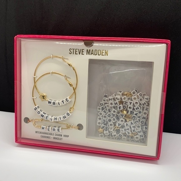 Steve Madden Jewelry - 𝅺hopped Earings and bracelet with letter Characters